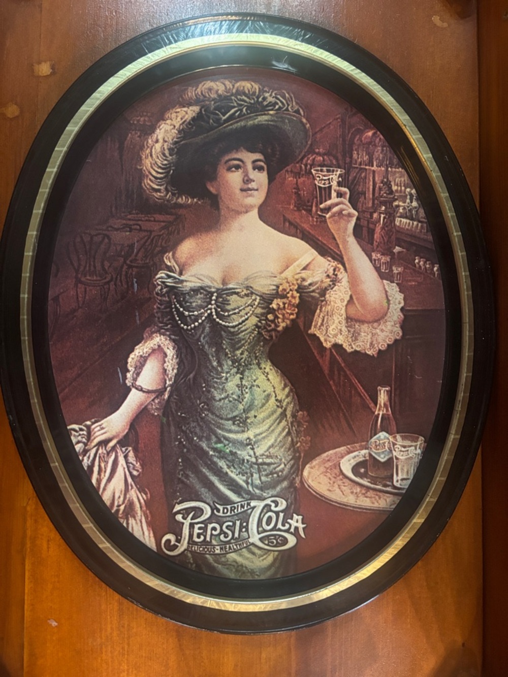 1960s-1970s Pepsi Cola Oval Serving Tray with Victorian Lady